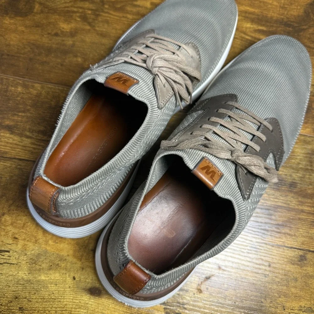 Wolf & Shepherd SwiftKnit Derby Grey Knit Leather Hybrid Sneaker Mens 11 W 13